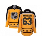 Men's Reebok Boston Bruins #63 Brad Marchand Authentic Yellow Atlantic Division 2017 All-Star NHL Jersey