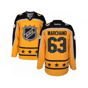 Men's Reebok Boston Bruins #63 Brad Marchand Authentic Yellow Atlantic Division 2017 All-Star NHL Jersey