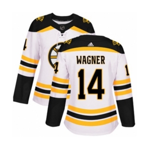 Women Adidas Boston Bruins #14 Chris Wagner Authentic White Away NHL Jersey