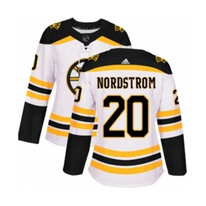 Women Adidas Boston Bruins #20 Joakim Nordstrom Authentic White Away NHL Jersey