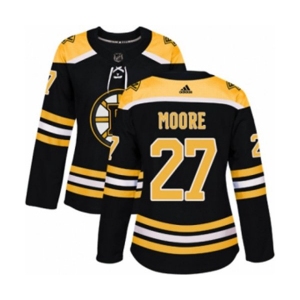 Women Adidas Boston Bruins #27 John Moore Authentic Black Home NHL Jersey