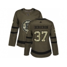 Women Adidas Boston Bruins #37 Patrice Bergeron Green Salute to Service Stitched NHL Jersey