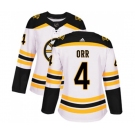 Women Adidas Boston Bruins #4 Bobby Orr Authentic White Away NHL Jersey