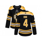 Women Adidas Boston Bruins #4 Bobby Orr Black Home Authentic Stitched NHL Jersey