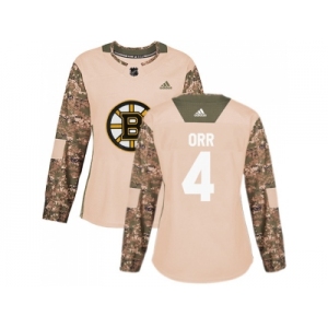 Women Adidas Boston Bruins #4 Bobby Orr Camo Authentic 2017 Veterans Day Stitched NHL Jersey