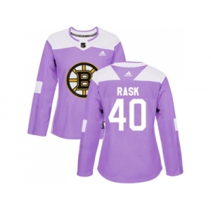 Women Adidas Boston Bruins #40 Tuukka Rask Purple Authentic Fights Cancer Stitched NHL Jersey