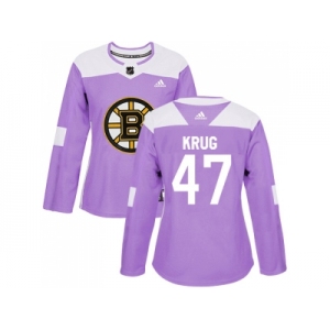 Women Adidas Boston Bruins #47 Torey Krug Purple Authentic Fights Cancer Stitched NHL Jersey