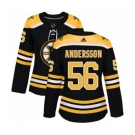 Women Adidas Boston Bruins #56 Axel Andersson Authentic Black Home NHL Jersey