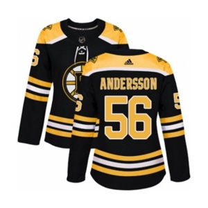 Women Adidas Boston Bruins #56 Axel Andersson Premier Black Home NHL Jersey