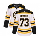 Women Adidas Boston Bruins #73 Charlie McAvoy Authentic White Away NHL Jersey