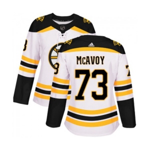 Women Adidas Boston Bruins #73 Charlie McAvoy Authentic White Away NHL Jersey