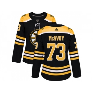 Women Adidas Boston Bruins #73 Charlie McAvoy Black Home Authentic Stitched NHL Jersey