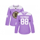 Women Adidas Boston Bruins #88 David Pastrnak Purple Authentic Fights Cancer Stitched NHL Jersey