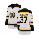 Women Boston Bruins #37 Patrice Bergeron Authentic White Away Fanatics Branded Breakaway NHL Jersey