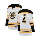 Women Boston Bruins #4 Bobby Orr Authentic White Away Fanatics Branded Breakaway NHL Jersey