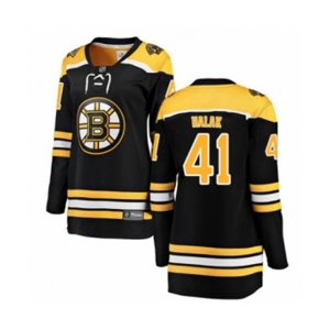 Women Boston Bruins #41 Jaroslav Halak Authentic Black Home Fanatics Branded Breakaway NHL Jersey