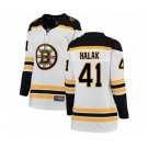 Women Boston Bruins #41 Jaroslav Halak Authentic White Away Fanatics Branded Breakaway NHL Jersey