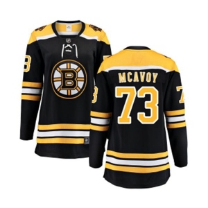 Women Boston Bruins #73 Charlie McAvoy Authentic Black Home Fanatics Branded Breakaway NHL Jersey