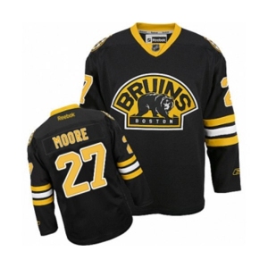 Women Reebok Boston Bruins #27 John Moore Authentic Black Third NHL Jersey