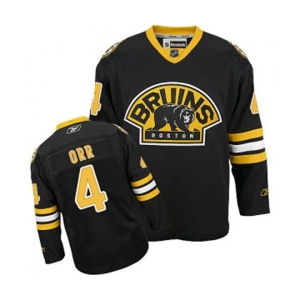 Women Reebok Boston Bruins #4 Bobby Orr Authentic Black Third NHL Jersey