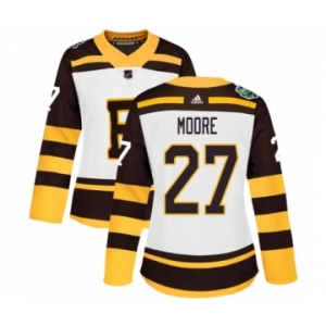 Women's Adidas Boston Bruins #27 John Moore Authentic White 2019 Winter Classic NHL Jersey