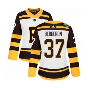 Women's Adidas Boston Bruins #37 Patrice Bergeron Authentic White 2019 Winter Classic NHL Jersey