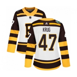 Women's Adidas Boston Bruins #47 Torey Krug Authentic White 2019 Winter Classic NHL Jersey