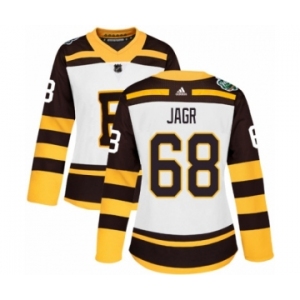 Women's Adidas Boston Bruins #68 Jaromir Jagr Authentic White 2019 Winter Classic NHL Jersey