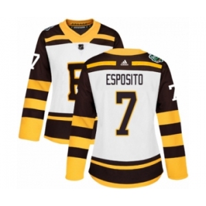 Women's Adidas Boston Bruins #7 Phil Esposito Authentic White 2019 Winter Classic NHL Jersey