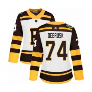 Women's Adidas Boston Bruins #74 Jake DeBrusk Authentic White 2019 Winter Classic NHL Jersey