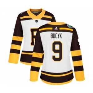 Women's Adidas Boston Bruins #9 Johnny Bucyk Authentic White 2019 Winter Classic NHL Jersey