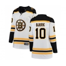 Women's Boston Bruins #10 Anders Bjork Authentic White Away Fanatics Branded Breakaway Hockey Jersey