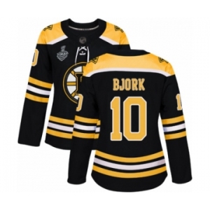 Women's Boston Bruins #10 Anders Bjork Premier Black Home 2019 Stanley Cup Final Bound Hockey Jersey
