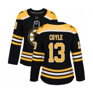 Women's Boston Bruins #13 Charlie Coyle Authentic Black Home Hockey Jersey