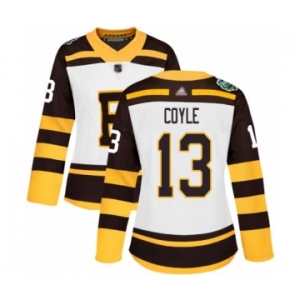 Women's Boston Bruins #13 Charlie Coyle Authentic White 2019 Winter Classic Hockey Jersey