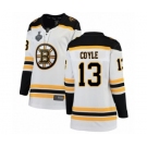 Women's Boston Bruins #13 Charlie Coyle Authentic White Away Fanatics Branded Breakaway 2019 Stanley Cup Final Bound Hockey Jersey