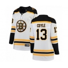 Women's Boston Bruins #13 Charlie Coyle Authentic White Away Fanatics Branded Breakaway Hockey Jersey