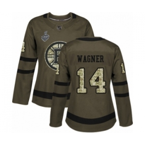 Women's Boston Bruins #14 Chris Wagner Authentic Green Salute to Service 2019 Stanley Cup Final Bound Hockey Jersey