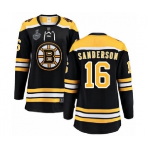 Women's Boston Bruins #16 Derek Sanderson Authentic Black Home Fanatics Branded Breakaway 2019 Stanley Cup Final Bound Hockey Jersey