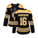 Women's Boston Bruins #16 Derek Sanderson Premier Black Home 2019 Stanley Cup Final Bound Hockey Jersey