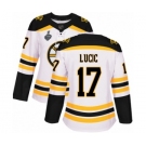 Women's Boston Bruins #17 Milan Lucic Authentic White Away 2019 Stanley Cup Final Bound Hockey Jersey