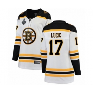 Women's Boston Bruins #17 Milan Lucic Authentic White Away Fanatics Branded Breakaway 2019 Stanley Cup Final Bound Hockey Jersey