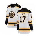 Women's Boston Bruins #17 Milan Lucic Authentic White Away Fanatics Branded Breakaway Hockey Jersey