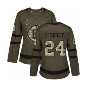 Women's Boston Bruins #24 Terry O'Reilly Authentic Green Salute to Service 2019 Stanley Cup Final Bound Hockey Jersey