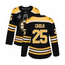 Women's Boston Bruins #25 Brandon Carlo Authentic Black Home 2019 Stanley Cup Final Bound Hockey Jersey