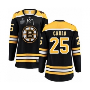 Women's Boston Bruins #25 Brandon Carlo Authentic Black Home Fanatics Branded Breakaway 2019 Stanley Cup Final Bound Hockey Jersey