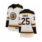 Women's Boston Bruins #25 Brandon Carlo Authentic White Away Fanatics Branded Breakaway Hockey Jersey