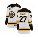 Women's Boston Bruins #27 John Moore Authentic White Away Fanatics Branded Breakaway 2019 Stanley Cup Final Bound Hockey Jersey