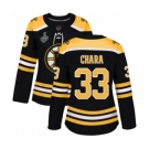 Women's Boston Bruins #33 Zdeno Chara Authentic Black Home 2019 Stanley Cup Final Bound Hockey Jersey