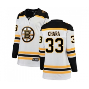 Women's Boston Bruins #33 Zdeno Chara Authentic White Away Fanatics Branded Breakaway Hockey Jersey